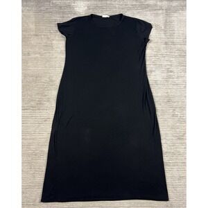 Forever Rose Shirt Dress Womens 2X Black Short Sleeve Shift Bodycon Stretch Knit